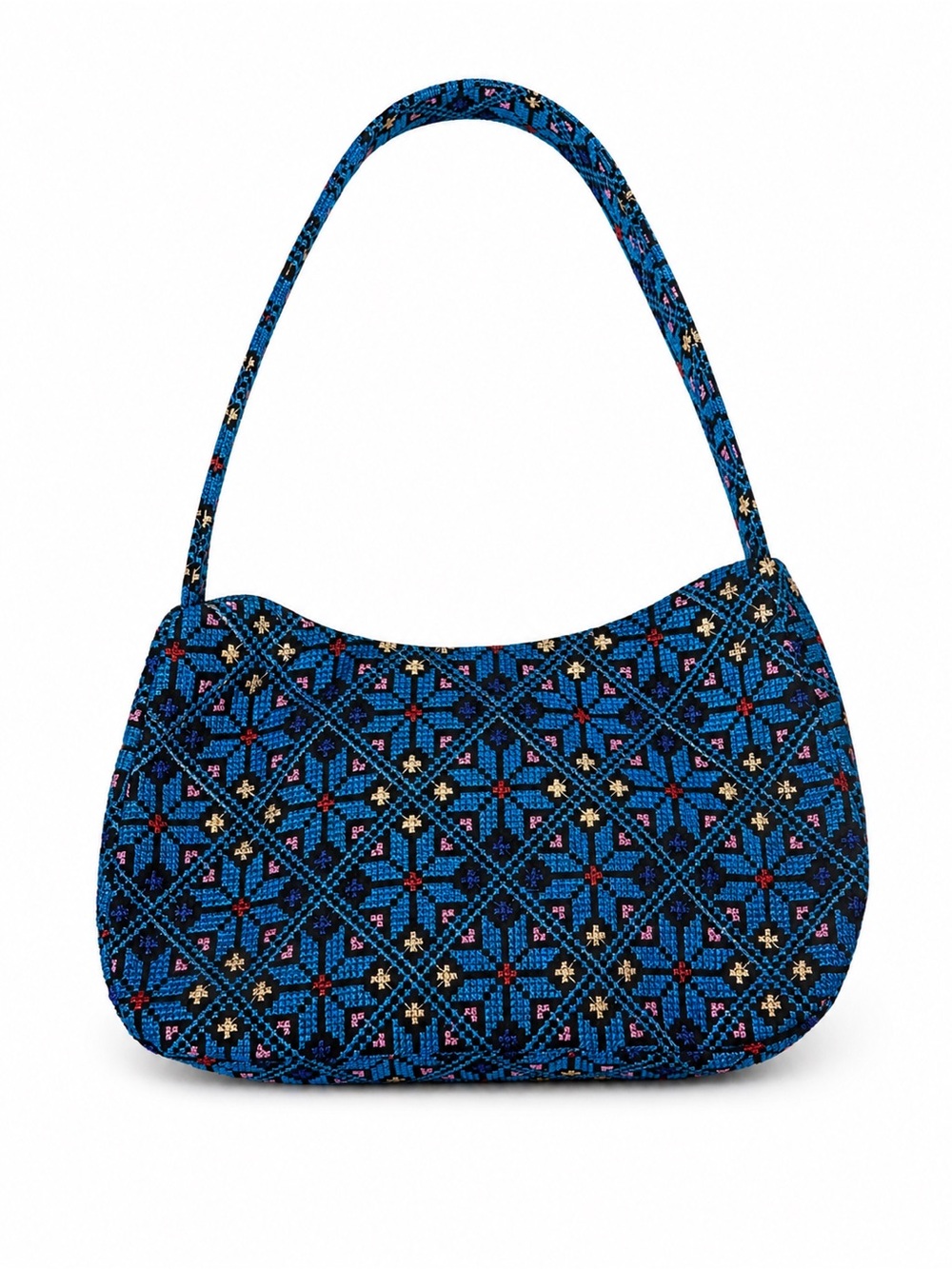 Embroidered blue/multicolor authentic tatreez shoulder bag